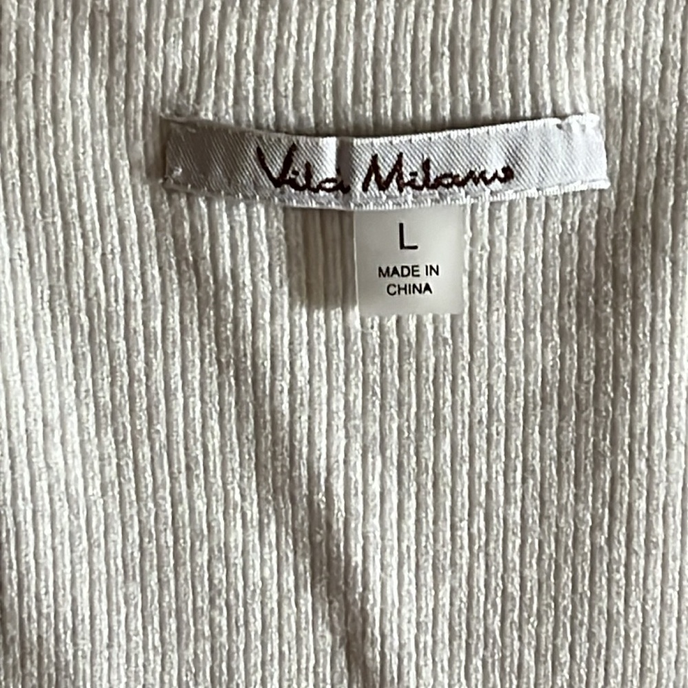 MILANO WINTER WHITE WOMENS VNECK SHABBY CHIC SWEATER DETAILED CHUNKY SLEEVES LG - Picture 5 of 11